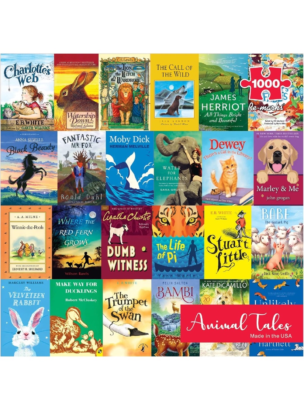 Re-Marks Animal Tales Jigsaw Puzzle โ Colorful Book Cover Collage